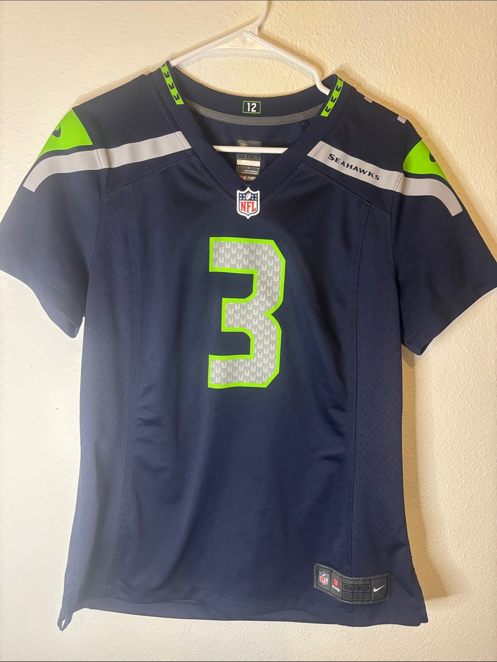Nike Navy and Neon Green Seahawks #3 Women's Jersey